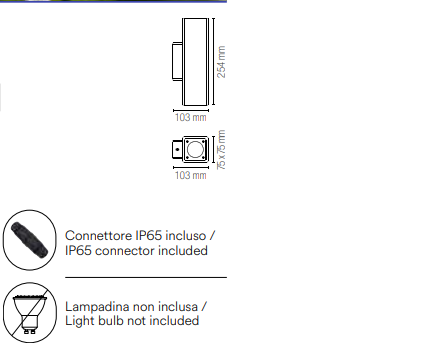 Applique per esterno in cemento bianco biemissione IP65 2xGU10 non incluse collezione OAKLAND Applique per esterno in cemento bianco biemissione IP65 2xGU10 non incluse collezione OAKLAND